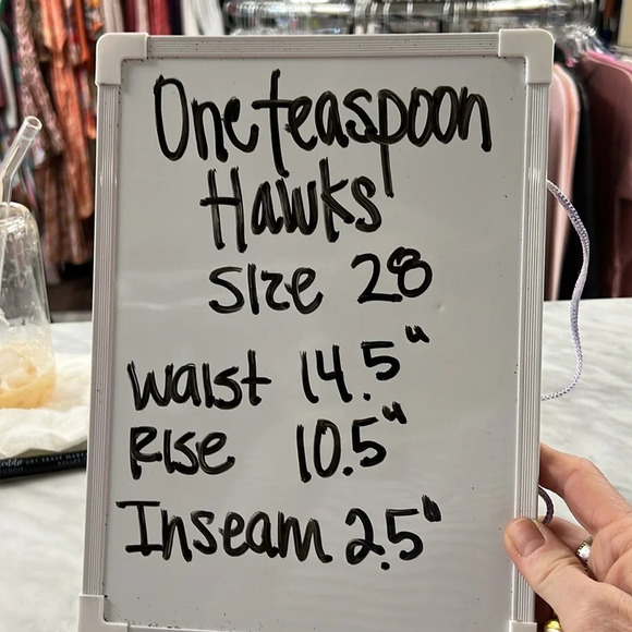 Free People | One Teaspoon Distressed Dark Wash Hawk Shorts Size 28 - Picture 10 of 10